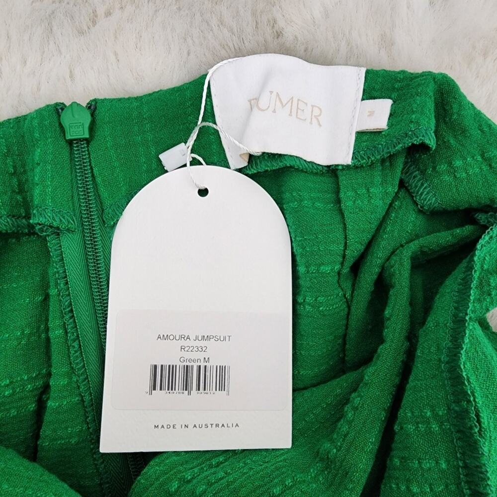 RUMER The Label Amoura Green Cutout Jumpsuit M NWT Wide Leg Emerald O-Ring - Picture 13 of 15